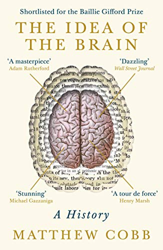 Book cover: brain illustration over text on aged paper background.