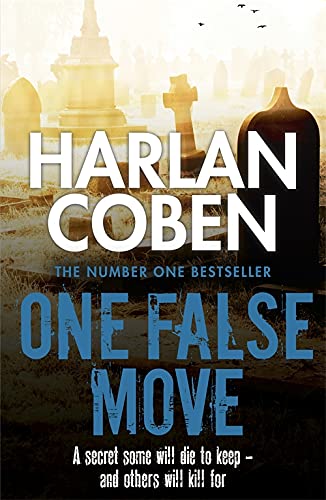 Book cover for One False Move by Harlan Coben featuring a misty graveyard scene.