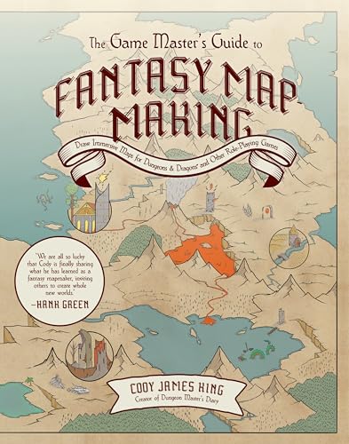 Book cover featuring a hand-drawn fantasy map with mountains, a lake, and text.