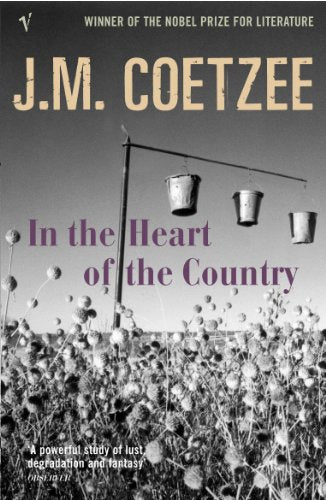 Book cover: grayscale landscape with buckets hanging from a beam.