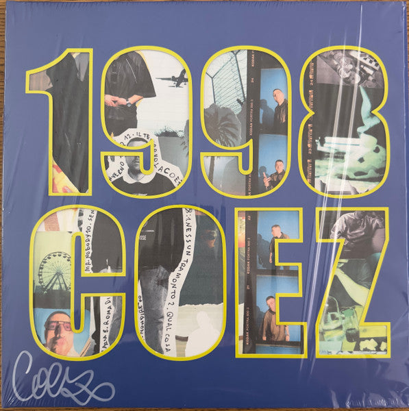 Coez - 1998" vinyl record cover with collage of photos and yellow text.