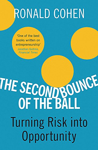 Book cover with blue background, yellow circles, and white text title Ronald Cohen.