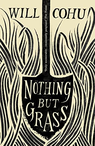 Book cover with black text and swirling grass-like illustrations.