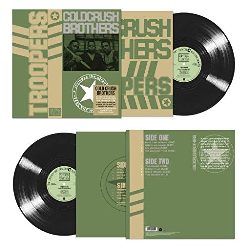 Album cover for Cold Crush Brothers’ “Troopers” featuring three men in green.
