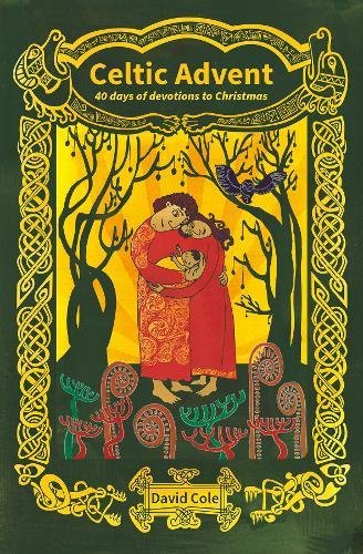 Green book cover with Celtic art, depicting a family embracing.