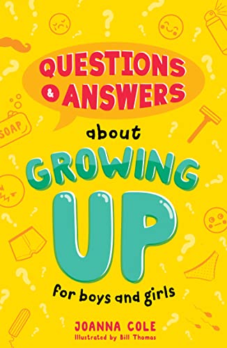 Yellow book cover with colorful text: "Questions & Answers about Growing Up".