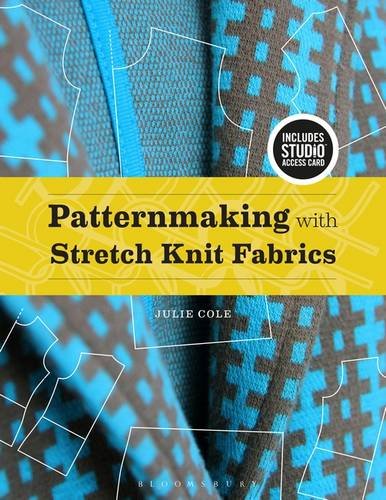 Book cover for patternmaking with stretch knit fabrics, featuring fabric texture.