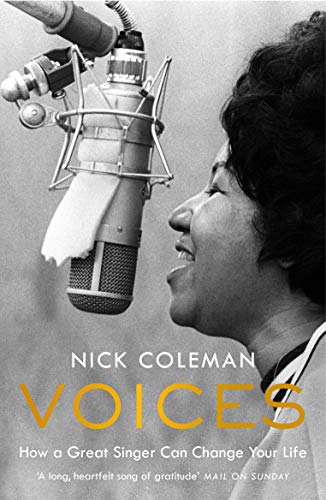 Black and white book cover featuring a singer at a microphone.