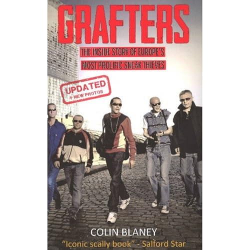Book cover for “Grafters” featuring four men in sunglasses walking together.