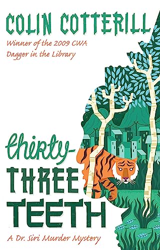 Book cover with a tiger in a jungle scene and the title Thirty-Three Teeth.