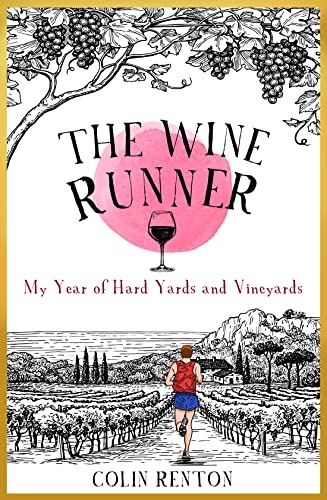 Book cover showing a runner in a vineyard beneath grapevines and a wine glass.
