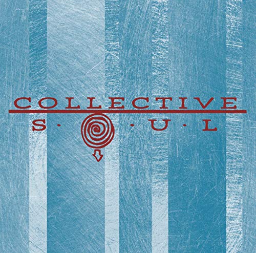 Album cover for Collective Soul with blue stripes and a spiral design.