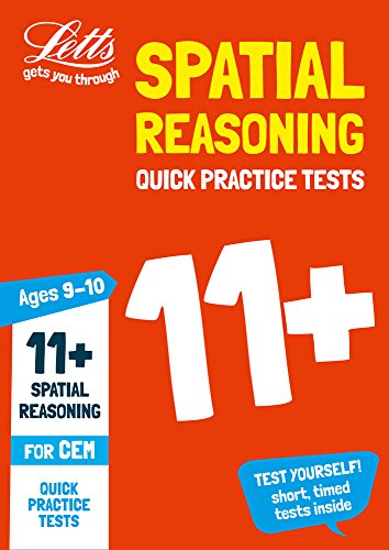 Red book cover with large white “11+” and “Spatial Reasoning” text.