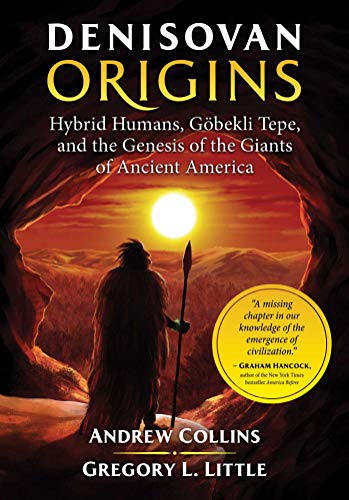 Book cover: "Denisovan Origins" with cave scene and silhouetted figure.