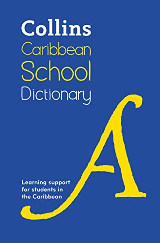 Blue hardcover dictionary with yellow text and a large letter "A".