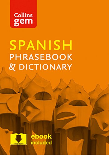 Orange cover of Collins Spanish Phrasebook & Dictionary, with ebook icon.