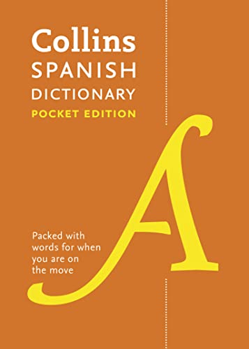 Orange cover of Collins Spanish Pocket Dictionary with a large yellow "A".