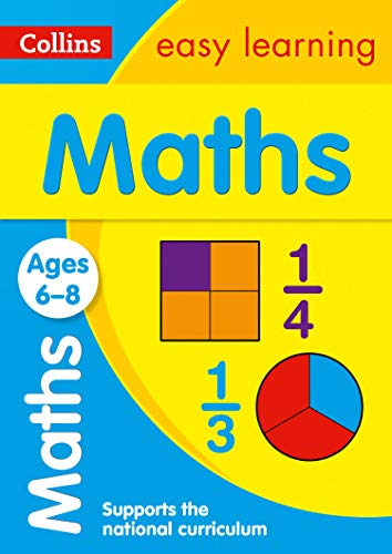 Collins Easy Learning Maths book cover, ages 6-8, fractions illustrated.