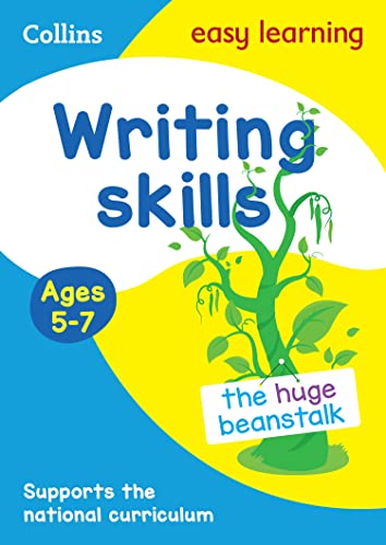 Collins Writing Skills activity book cover for ages 5-7 featuring a beanstalk illustration.