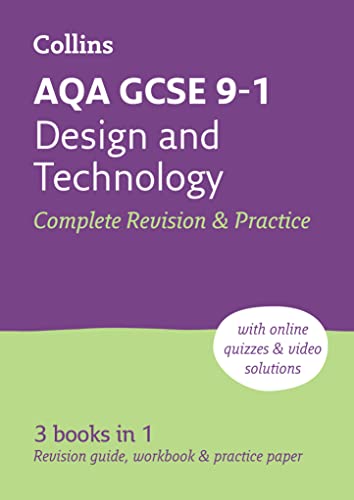 Purple textbook cover for AQA GCSE Design & Technology revision.