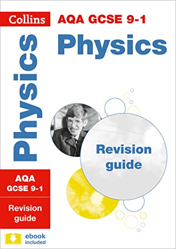 Collins AQA GCSE Physics revision guide cover with portrait and graphics.