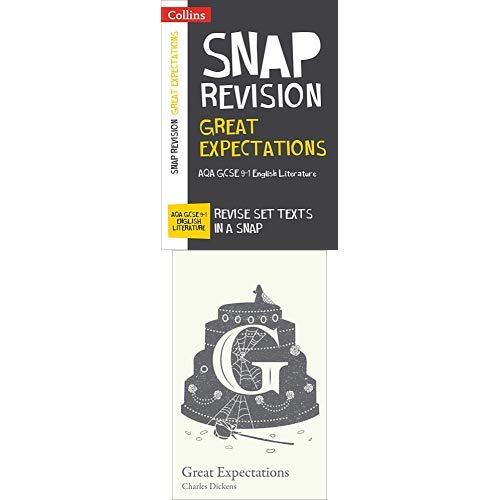 Two books: “Great Expectations” and a revision guide, stacked vertically.