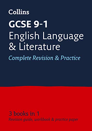 Collins GCSE English Language & Literature revision guide, dark blue and red cover.