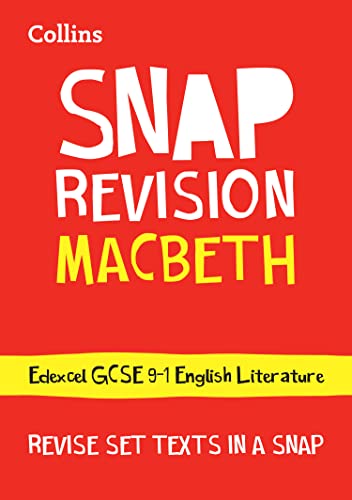 Red book cover with “SNAP Revision Macbeth” text and yellow accents.