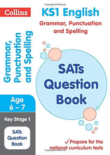 Collins KS1 English SATs question book cover, blue and red design.