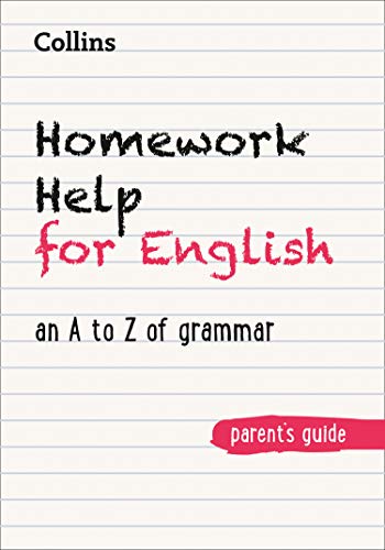 Collins "Homework Help for English" grammar guide book cover.