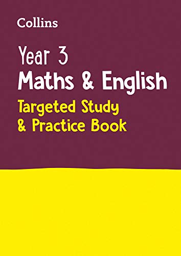 Collins Year 3 Maths & English study book cover, purple and yellow.