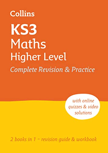Orange textbook cover for KS3 Maths Higher Level revision and practice.