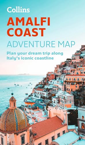 Amalfi Coast adventure map cover with coastal town and blue sea.