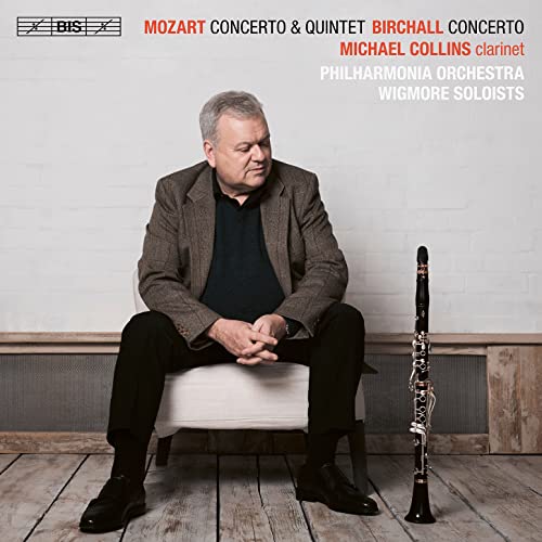CD cover featuring Michael Collins with a clarinet, Mozart concerto album.