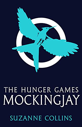 Book cover: turquoise mockingjay symbol over a dark blue background.