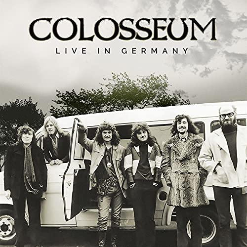Colosseum album cover: band members posing with a vintage van.