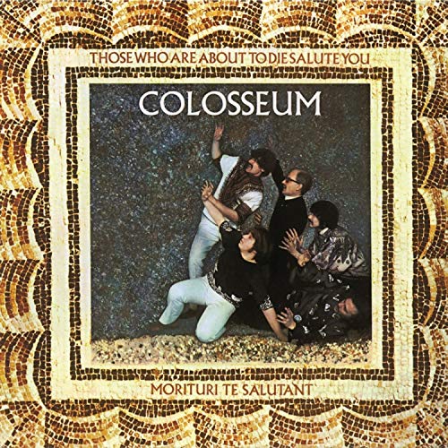 Album cover featuring four men posed against a textured wall within a mosaic border.