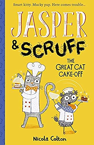 Book cover featuring a cat and dog in chef outfits with cakes.