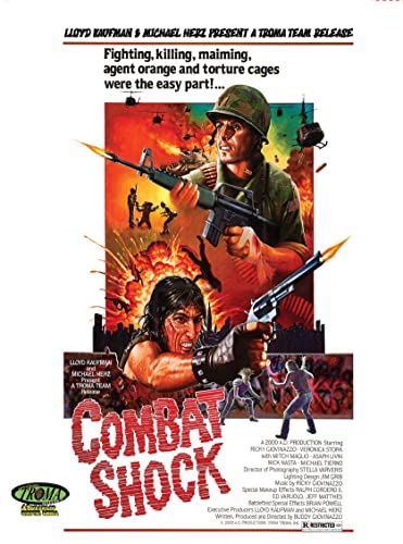 “Combat Shock” Blu-ray cover: soldiers in combat with explosions and gunfire.