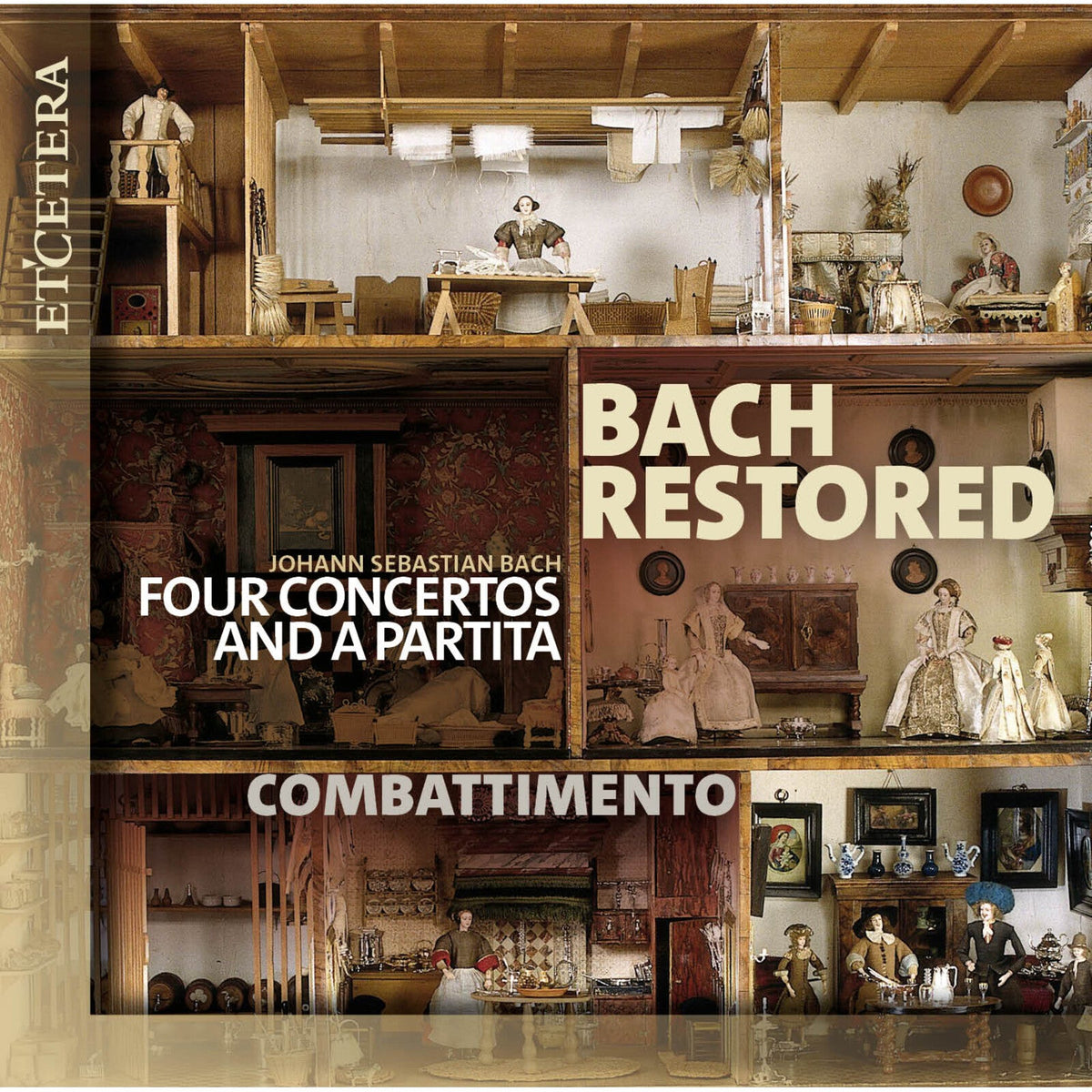CD cover for “Bach Restored” featuring a dollhouse interior scene.
