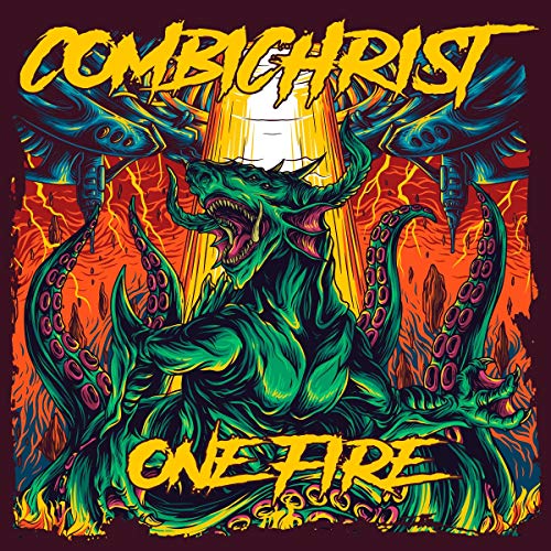 Combichrist album cover: green monster with tentacles, lightning, and text.