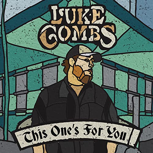 Luke Combs album cover, illustrated portrait in stained-glass style.