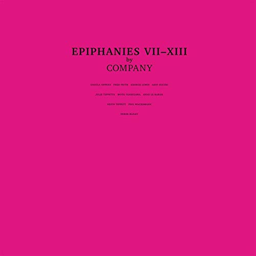 "Pink album cover with 'Epiphanies VII-XIII by Company' in black text."