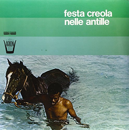 Vinyl record cover: man and horse wading in turquoise water.