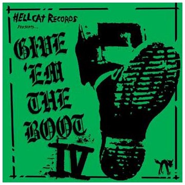 Green album cover with black text and a large boot illustration.