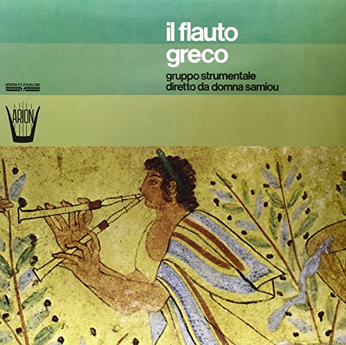 Vinyl record cover: “Il Flauto Greco” with ancient Greek flute player art.