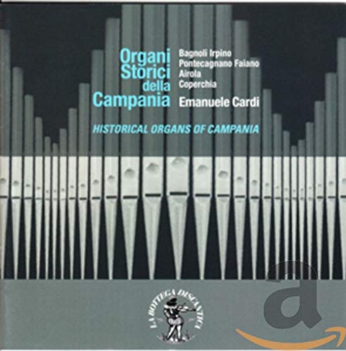 CD cover: grey organ pipes, text “Organi Storici della Campania”, and a crest.