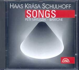 CD case for “Songs” by Haas, Krása, Schulhoff, featuring abstract art.