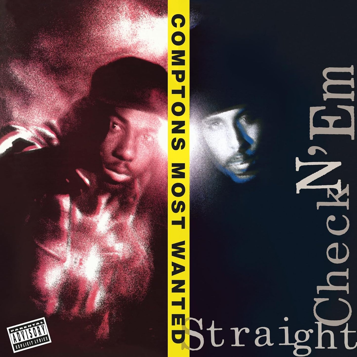 Album cover for Comptons Most Wanted’s “Straight Checkn Em” featuring a portrait.