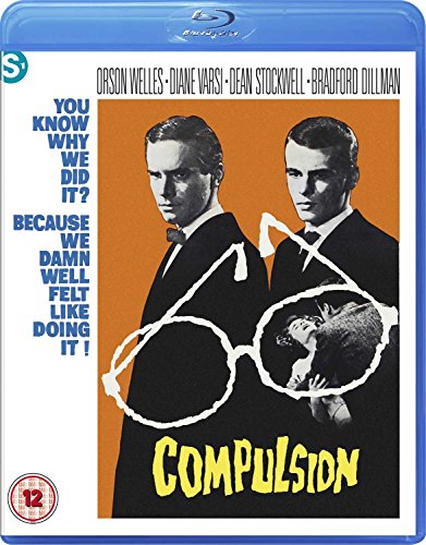 Blu-ray cover for Compulsion featuring two men in suits and a pair of glasses.